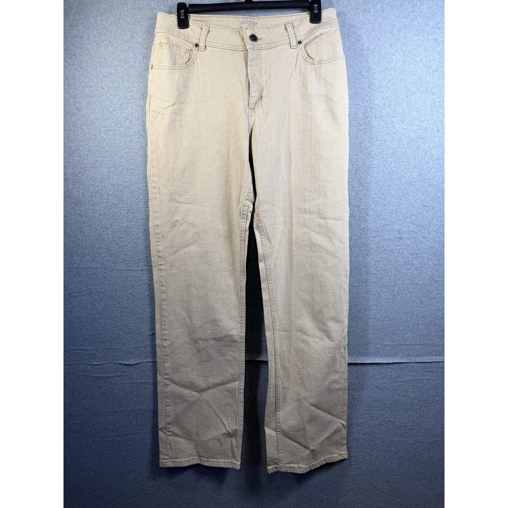 Riders By Lee Jeans Womens 16 L Beige High Rise Straight Leg Stretch Denim Pants